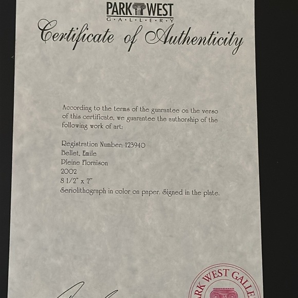 Signed serio-lithograph titled "Pleine Floraison" by Emile Bellet framed 2002 - Picture 7 of 8